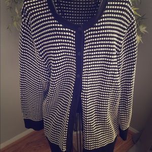 Black polka dot cardigan sweater fro Ann Taylor XL